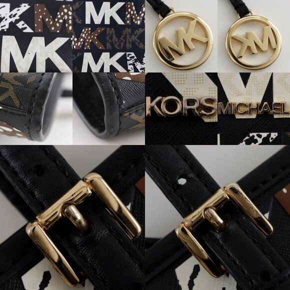 Michael Kors Jet set travel Tote Bag 35F1GTVT2L graphic logo black PVC Women - Picture 6 of 12